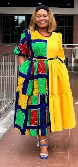 Robe imprimée africaine Bosco/Robe mi-longue africaine/Cire africaine/Ankara