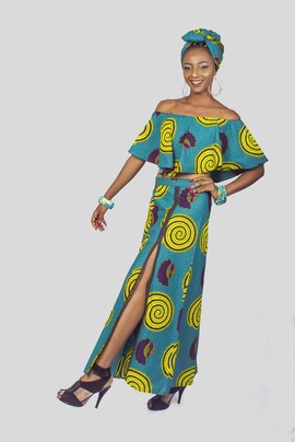 Crop Top et jupe longue à imprimé africain, Ensemble de jupe 2 pièces Ankara, Vêtements africains pour femmes
