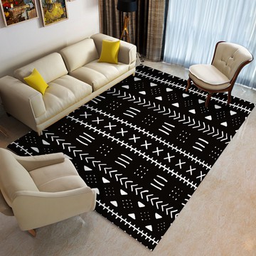 Tribal African Area Rug | Black and White Native Carpet (LARGER SIZES AVAILABLE)