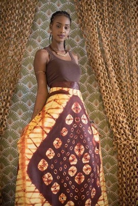 One size fits all long skirt Maïssa (brown)