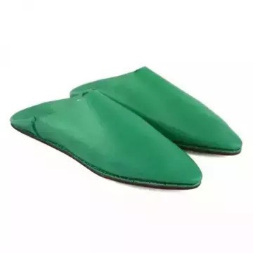 Slippers in original green leather handmade for men