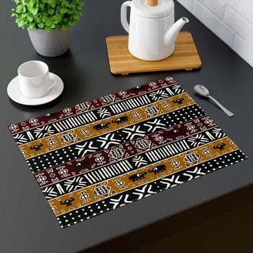 (TWO PIECES) African Tabletop Placemat Mudcloth Pattern (MORE SIZES AVAILABLE)