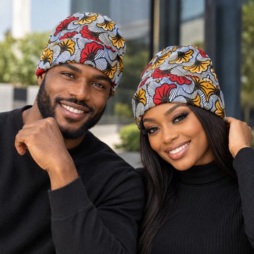 African Ankara Wedding Flower Cuffed Beanie Knitted Hat | Ankara Fashion Accessory | Bynelo