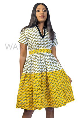 African Wax V-Neck Dress, Ankara Dress, African Womens Clothing, Womens Clothing