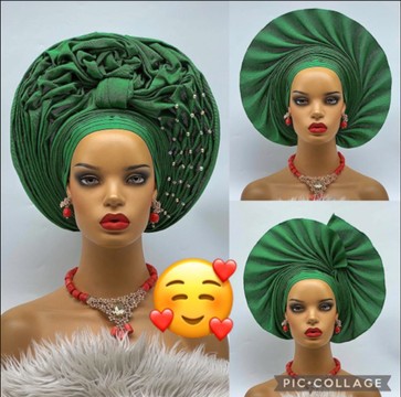 African Gele, Pre styled Head Tie, Auto Gele, Pre-Wrapped Gele, Ceremonial Head Cover, Head Dress