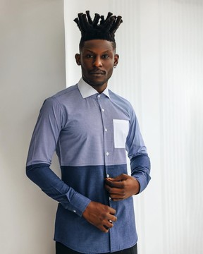 A half-cut, white details layered casual shirt.