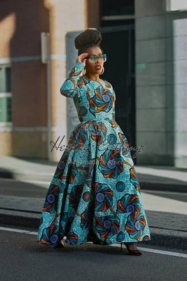 MOYO BLUE AND ORANGE MIDAXI DRESS