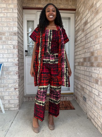 Modern African Ankara Wax Print Afro Evelyn 3p Women Pant Set