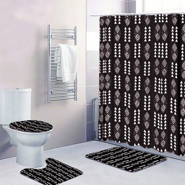 Cultural Unique Bath Mat White and Black Bathroom Rug (LARGER SIZES AVAILABLE)