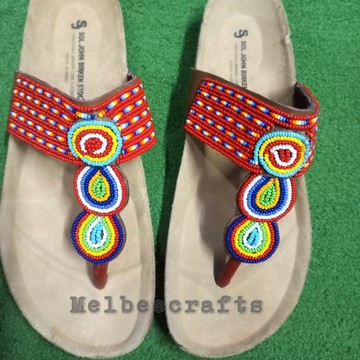 African beaded cork sandals
