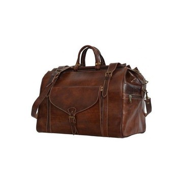 Handmade genuine leather travel bag with shoe compartment - Large weekend bag