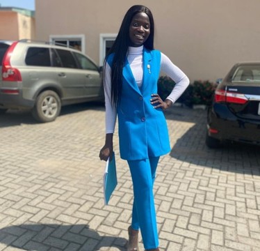 Women blue two piece custom made suit
