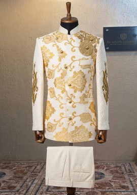 Two-piece safari suit  embroidered