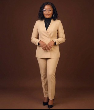 Nude Beige Double-Breasted Blazer and Trouser Suit Set