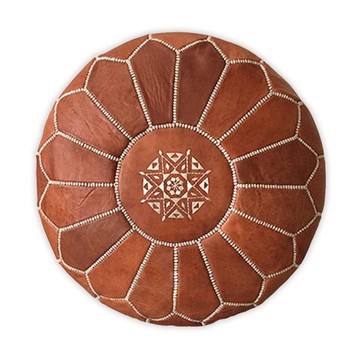 Pouf en vrai cuir naturel Marron pour salon