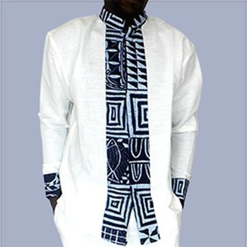 Belle chemise en lin et tissu africain