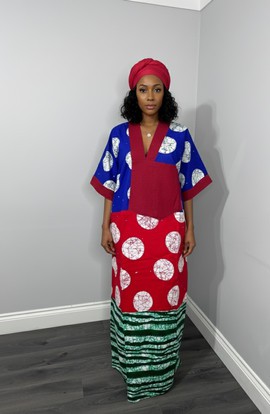 Élégant boubou nigérian – Robe maxi africaine fluide pour femme en tissu Ankara