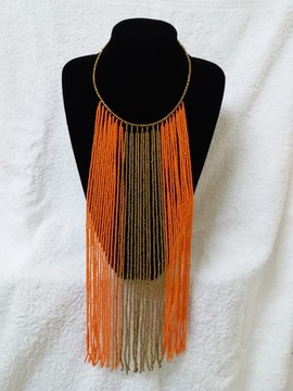 Collier de perles orange / long collier / collier africain / collier de perles maasai / perles zoulou