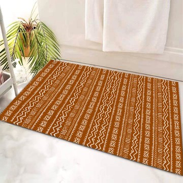 African Cool Bath Mat Ethnic Bathroom Rug Orange (LARGER SIZES AVAILABLE)