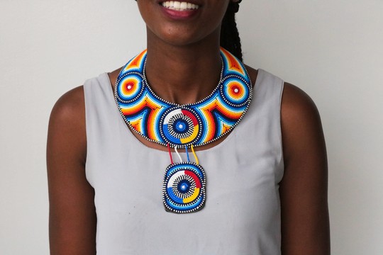 Collier en cuir africain, collier ras du cou en perles, tour de cou en perles Maasai, collier Tribal