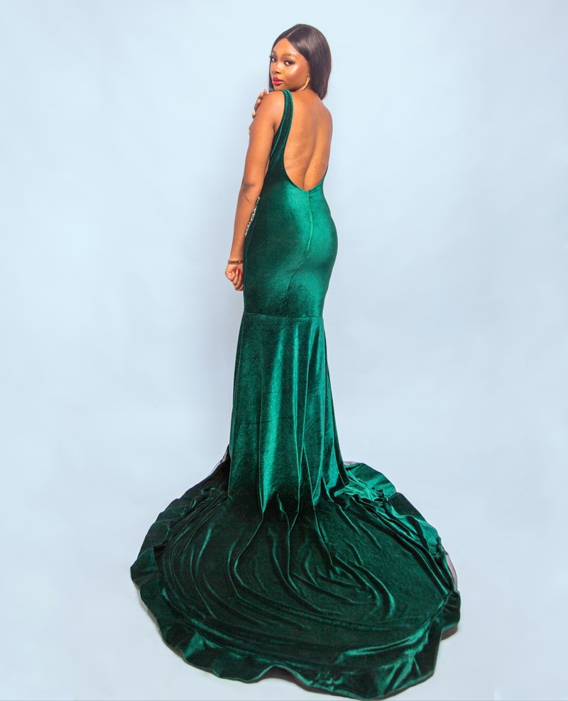 sachin and babi light blue dress Dresses | Emerald Green Velvet Prom Dress main image 1