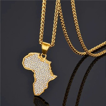 Collier carte africaine diamant plaqué or