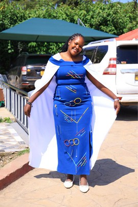 Beaded Maasai dress with a matching shawl