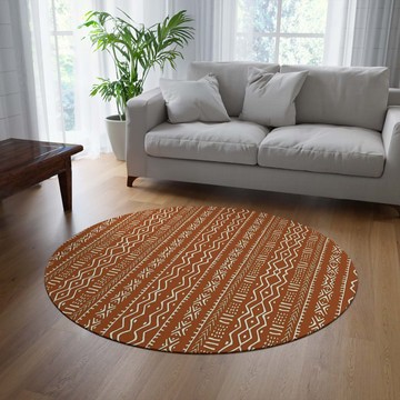 Indoor Round Rug for Living Room Mudcloth Bright Carpet (LARGER SIZES AVAILABLE)