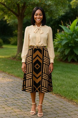 Jupe à motifs tribaux en bogolan | Mode féminine longueur midi