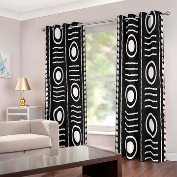 African Fabric Curtains Eyelet Mandala Cowrie Print (Two-Piece) (LARGER SIZES AVAILABLE)