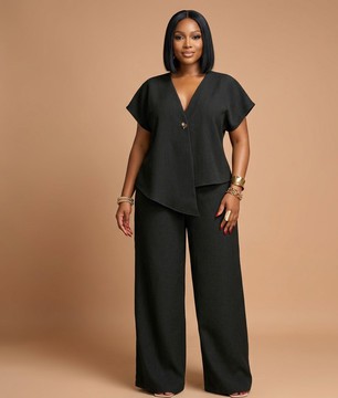 L’ensemble deux pièces Onyx asymétrique et tailleur