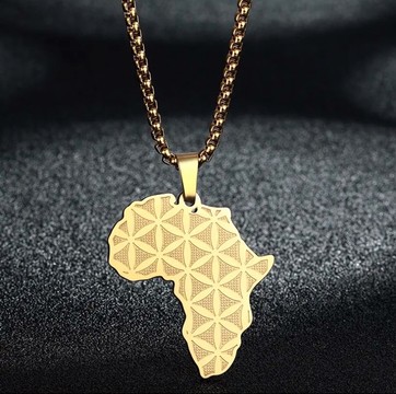 Collier carte africaine plaqué or 18 carats