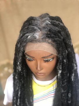 Salt and pepper Crochet locs Wig For Black Women,Lisa Bonet locs Braided Wig,synthetic dreadlocks