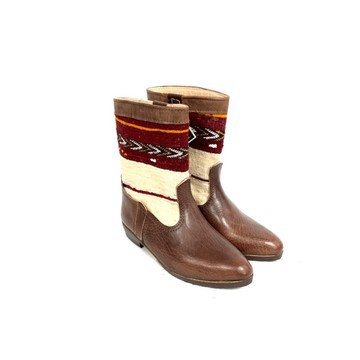 High-end handmade genuine leather and kilim boot.