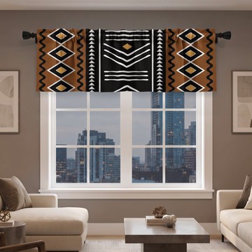 Traditional Adinkra Curtain Valance | African Adinkra Window Treatment | Bynelo