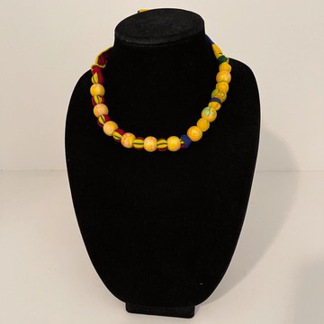 African Print Ankara Handmade Layered Necklace, Earring, and Bracelet Jewelry Set