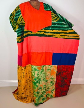 African Print Ankara Multicolor Patchwork Mixed Print Colorful Kaftan Maxi Shirt Dress