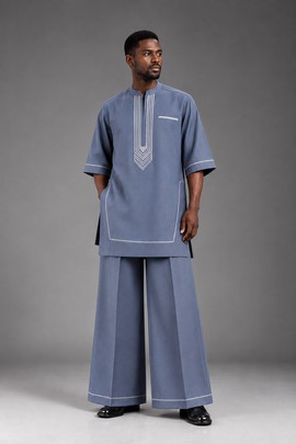 Magnifique ensemble caftan deux pièces pour homme, en tissu africain imprimé.