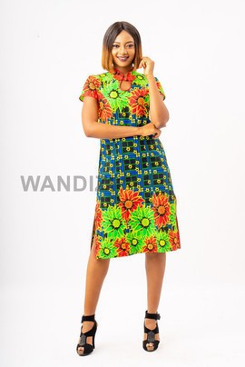 Mandarin Collar Dress in Ankara, Chinese Style African Print Dress, Ankara Dress
