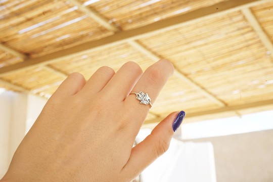 Khomsa Ring In Genuine 925 Silver