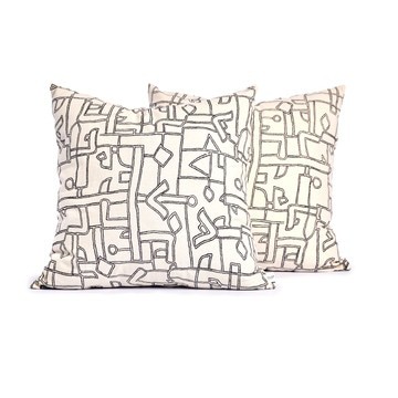 2pcs XL Square Black and White Mudcloth Print Cushion Covers
