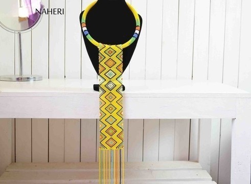 African Handmade Beaded Necklace | Zulu Beaded Necklace | Tiered &amp; Tribal