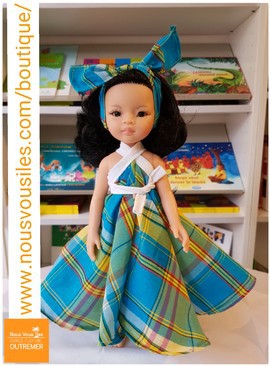 Ly Colibri Dolls doll (mixed race Asian) - Madras turquoise