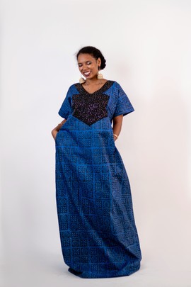 Tiwa Long Kaftan/ Boubou | Rich Aunty Tye and dye| African style Gown|Gifts For Her