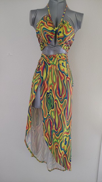 Ensemble 2 pièces trop top dos nu et jupe taille haute maxi fente