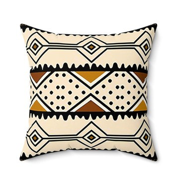 (2 Sets) - African Pillow Cover Beige | Afrocentric Decor (MORE SIZES AVAILABLE)