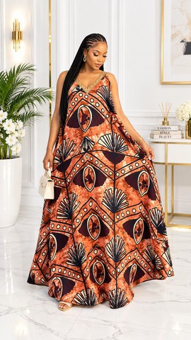 Fluidité royale en ankara — robe maxi africaine remarquable