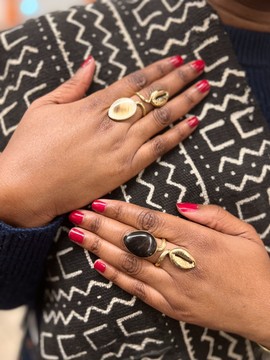 Magnificent ring in bronze &amp; Bone