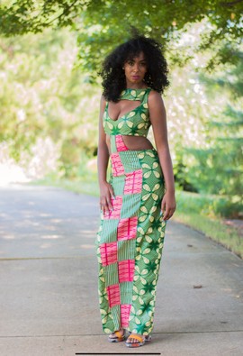 African Print Ankara Multicolor Cutout Maxi Dress
