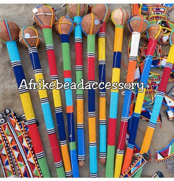 Masai rungu, Masai fimbo, Wooden rungu, beaded rungu, muilticoloured rungu